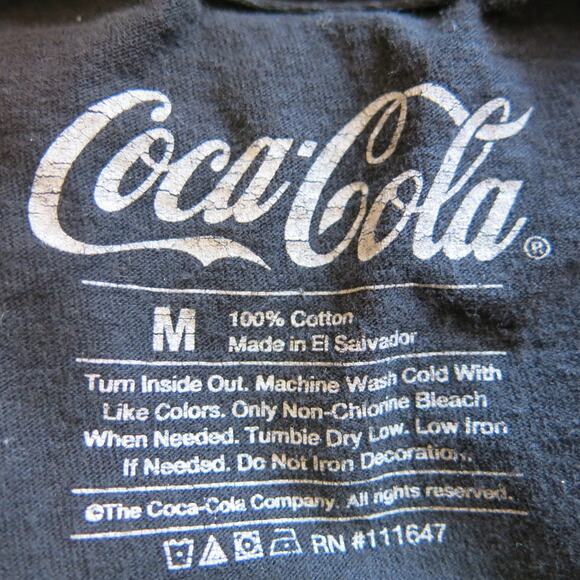COCA COLA Pop Fizz Ahhh T Shirt Size M Retro Vintage Black Coke Bottle - Picture 9 of 9